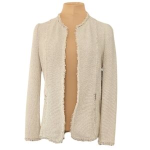 Rebecca Taylor Textured Bouclé Raw Edge Career Blazer Women's Size 2